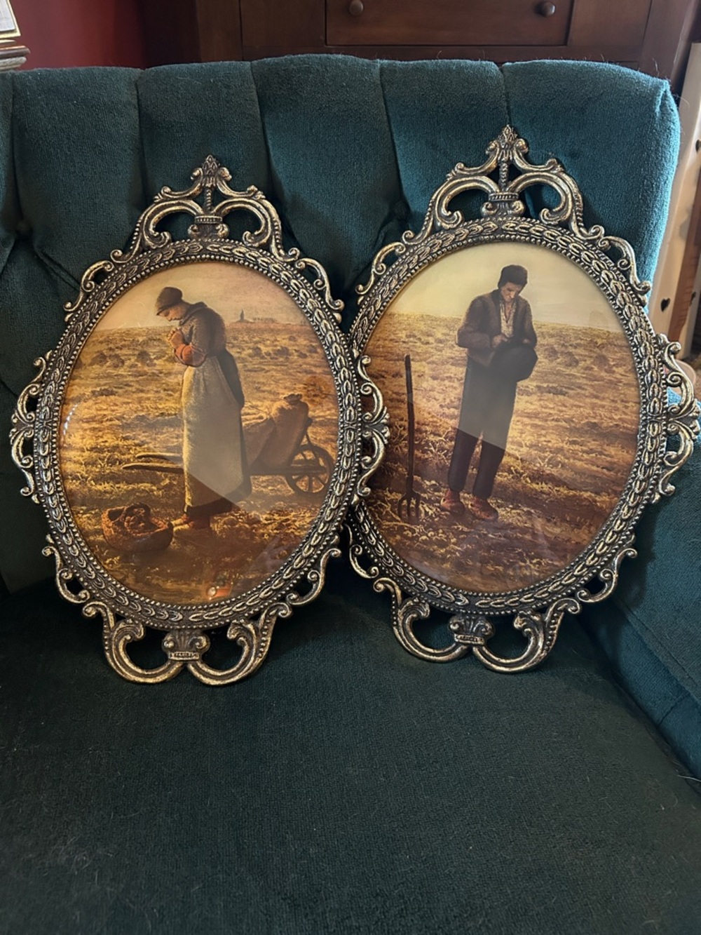 Convex Bubble Glass framed prints of The Angelus Peasant Farmers - Picture 9 of 9